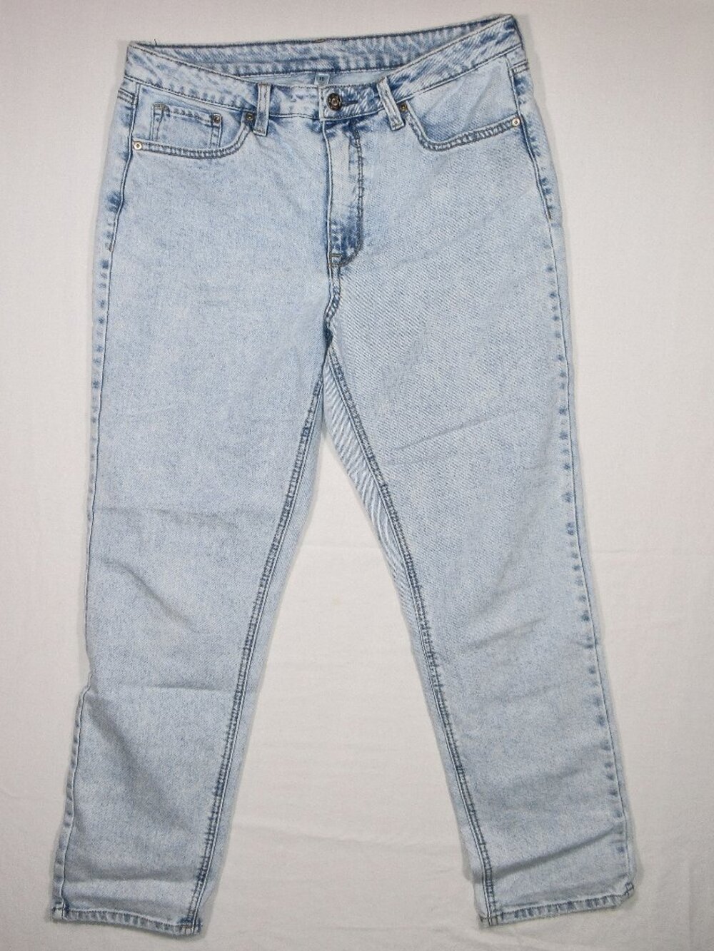 Seven7 High Rise Straight Ankle Jeans Acid Wash Light Blue 10 90s Mom Y2K Grunge